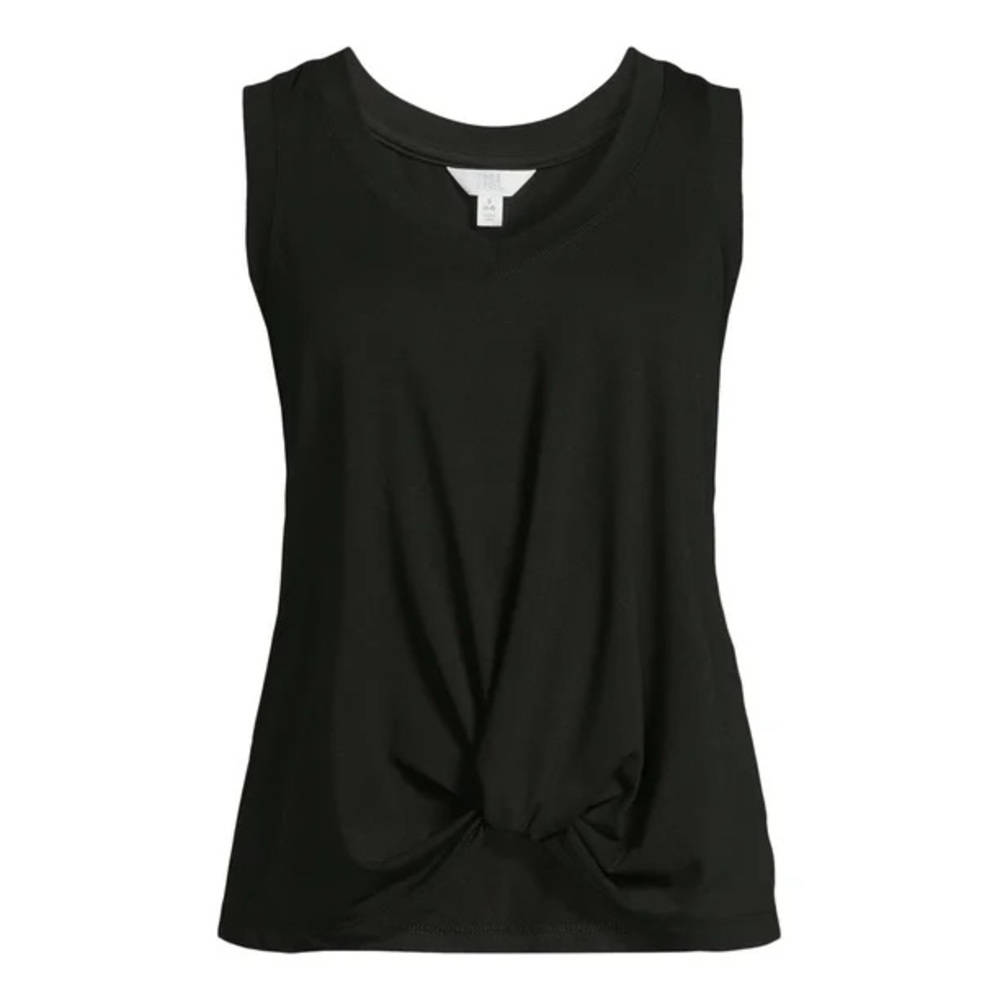 Time and Tru Women's Twist Front Sleeveless Top in Black - Size XXL